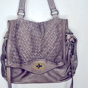 Cuir Rose Gray Leather Crossbody Boho Hobo Purse